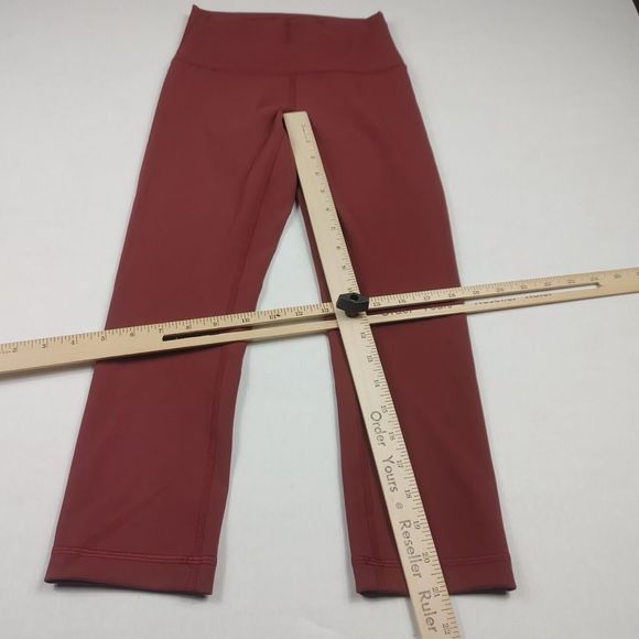 Lululemon Womens Wunder High Rise Cropped Leggings Dark Red Stretchy Size 4 - Picture 4 of 12